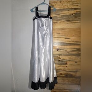 Vintage Jessica McClintock Gunne Sax Prom Dress White Satin Black Strappy Back